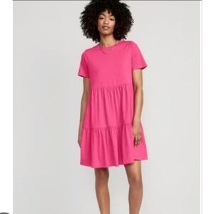 Fushia Pink Tiered Swing Dress